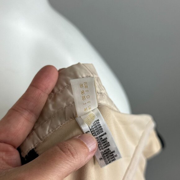 Vtg Y2K La Perla Beige Satin Pleated Black Lace Sexy Corset Bra Bralette Size 36 - Picture 4 of 6